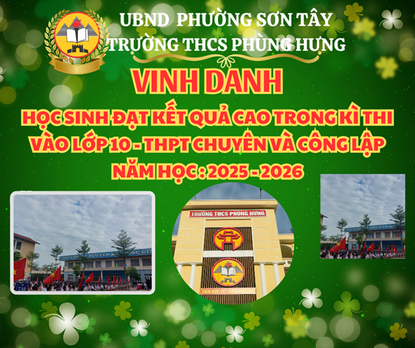 VINH DANH HỌC SINH ĐẠT THÀNH TÍCH CAO TRONG KÌ THI VÀO LỚP 10 NĂM HỌC 2025 - 2026.